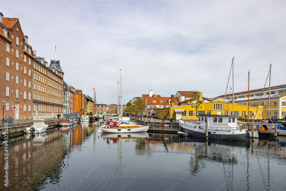 Walking along Copenhagen's canals on a beautiful spring day, Denmark, Europe