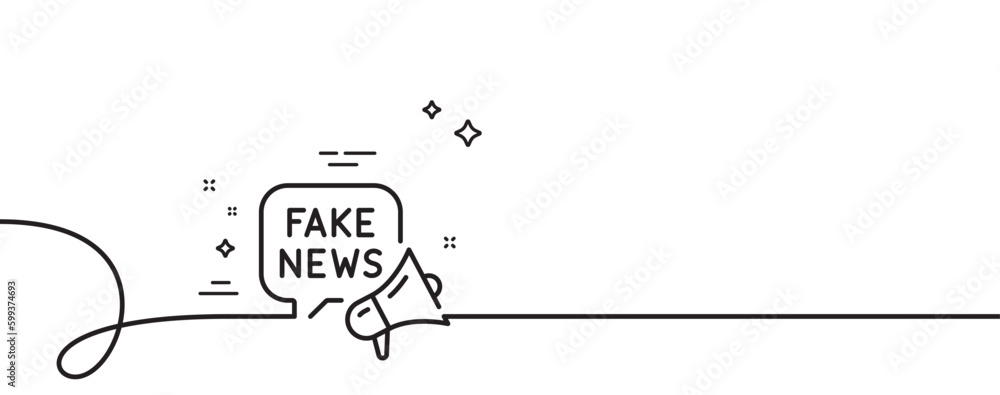 Vetor de Fake news line icon. Continuous one line with curl. Propaganda ...