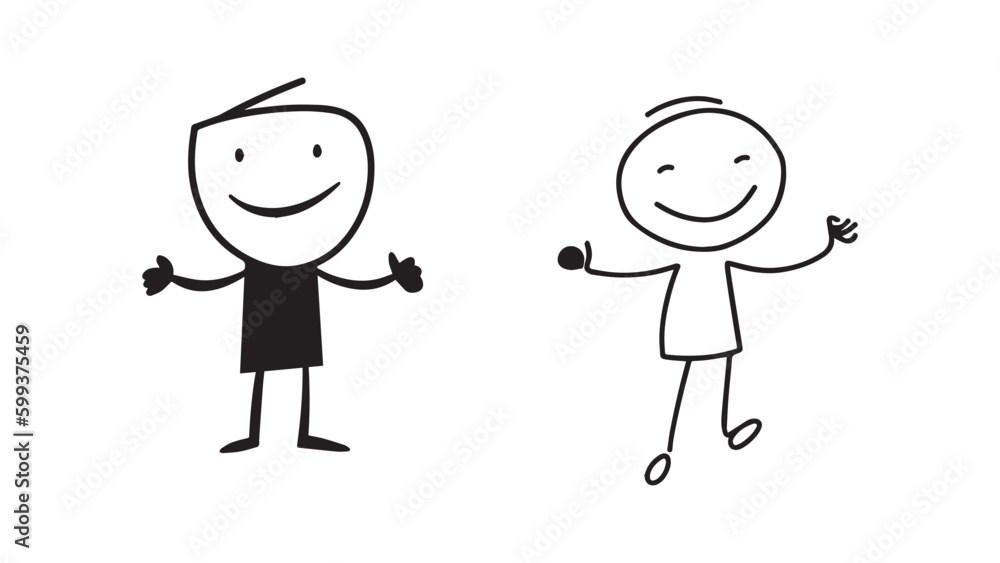 happy stickman illustration. vector monochrome happy stickman illustration. vector monochrome