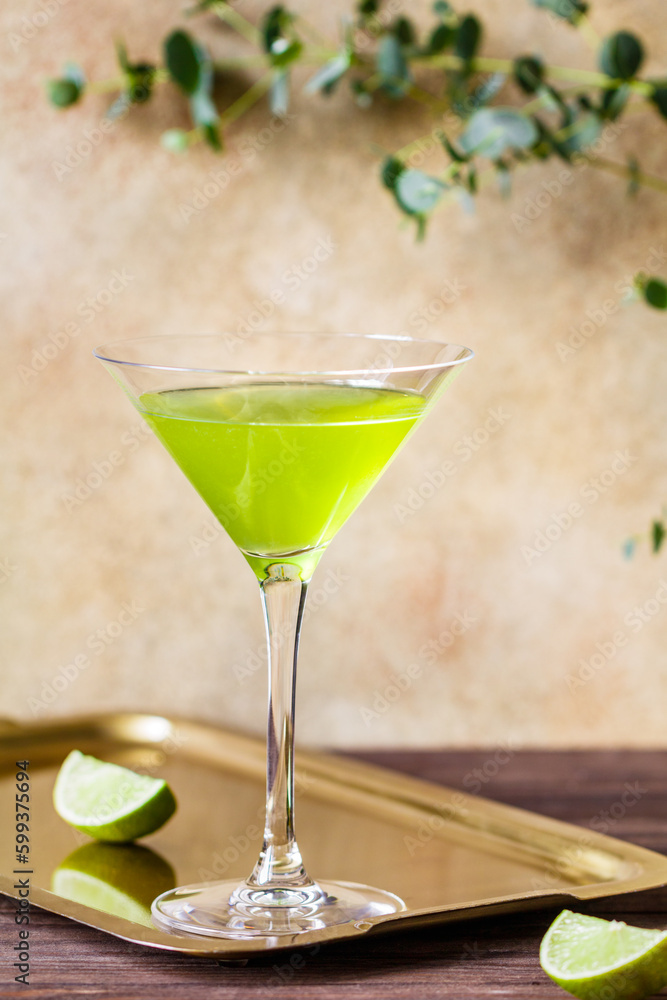 Cold green fruit cocktail. Summer party or bar menu concept Cold green fruit cocktail. Summer party or bar menu concept