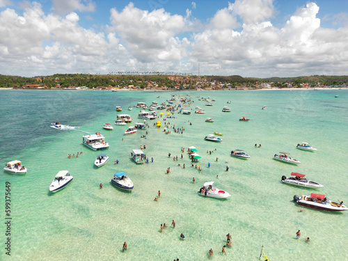 Aerial photo of the Caminho de Moisés on Barra Grande beach in the city of Maragogi, Alagoas, Brazil