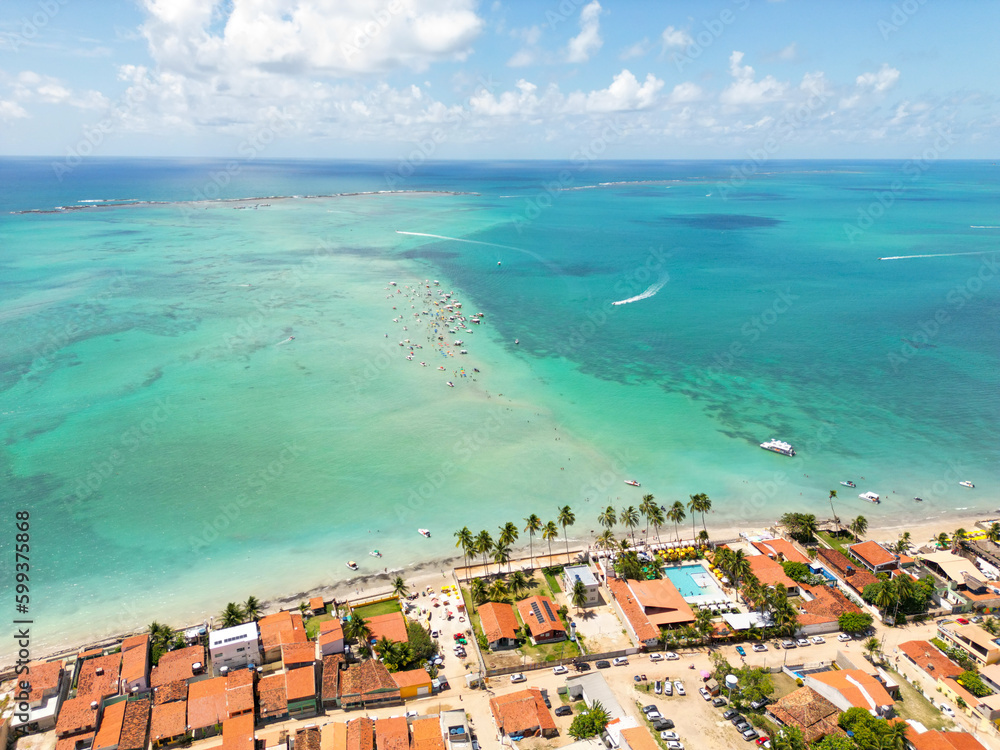 Aerial photo of the Caminho de Moisés on Barra Grande beach in the city ...