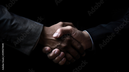 Businessmen handshake, business meeting and partnership concept. Generative Ai