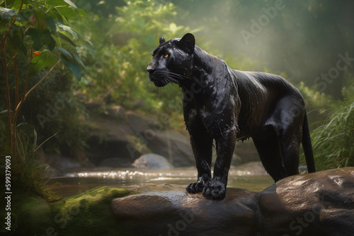 A black panther in jungle