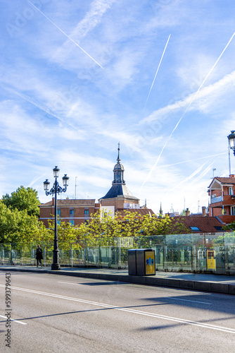 Cathedral Church of the Armed Forces in Madrid, photographed from on top of the Viaducto de Segovia