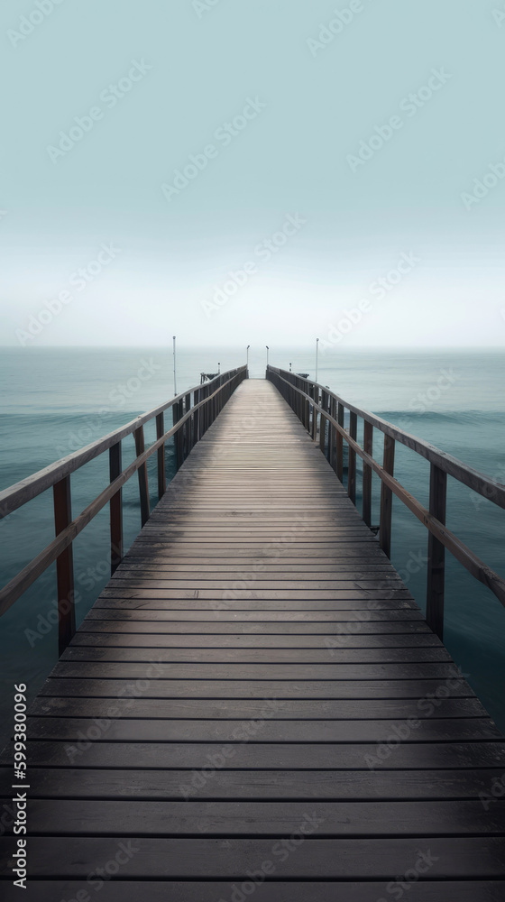 Pier, minimalistic photography. Generative AI