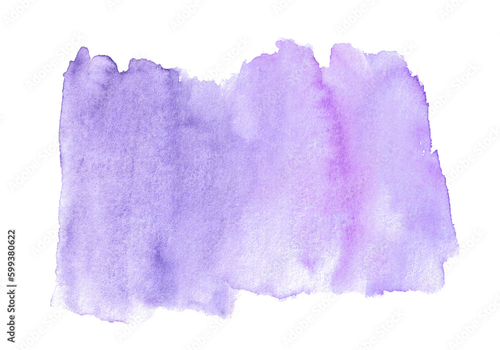 Hand drawn watercolor textured violet colored blur spot dot as design element.Isolated aquarelle drop as empty mock up.