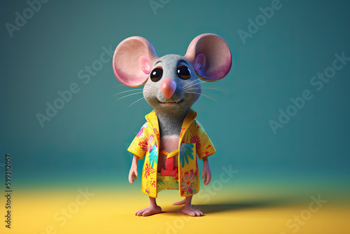 Cute Cartoon Mouse Wearing ...
