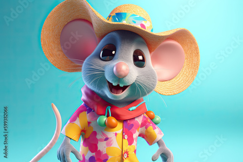 Cute Cartoon Mouse Wearing ...