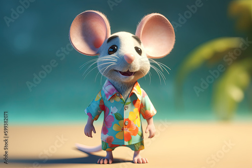 Cute Cartoon Mouse Wearing ...