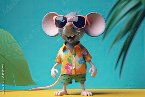 Cute Cartoon Mouse Wearing ...