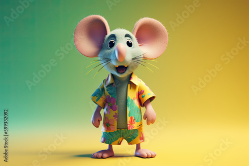 Cute Cartoon Mouse Wearing ...