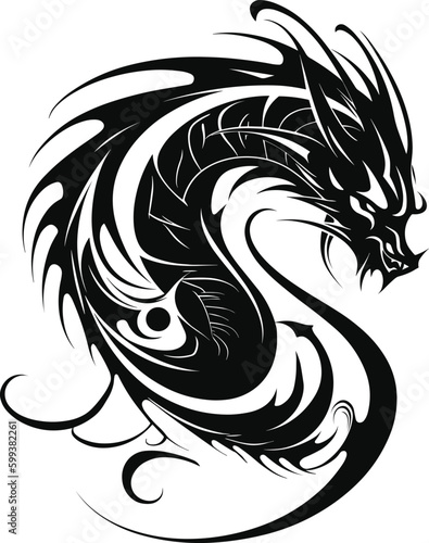 Dragon tatto design. Vector illustration. dragon tribal