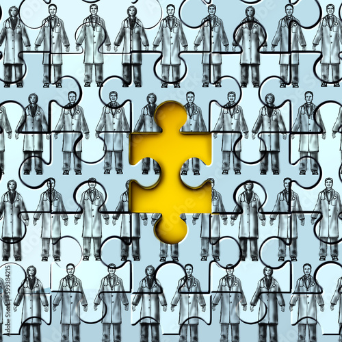 Schilderij op canvas Missing Health Care employees and hospital worker shortage or medical labor shor