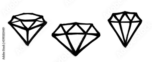 Three graffiti-style coated gems with black over white. Vector illustration