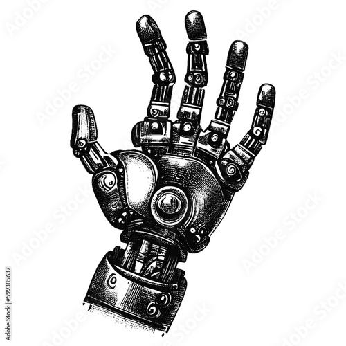 Futuristic robotic mechanical hand sketch