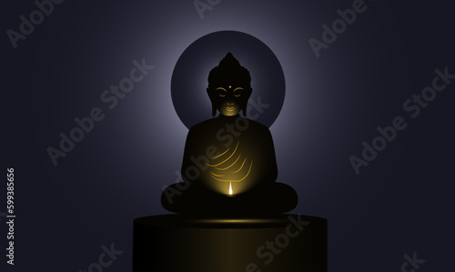 Happy buddha purnima. happy vesak day. happy guru purnima. siddhartha gautama puja day celebration vector illustration. buddha silhouette design.buddha day and night vector images wishes and greeting 