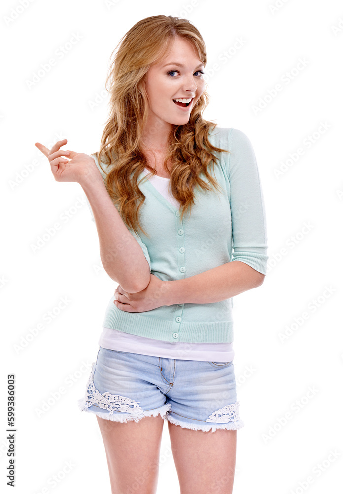Ive got it. Portrait of an attractive young woman isolated on white. Ive got it. Portrait of an attractive young woman isolated on white.