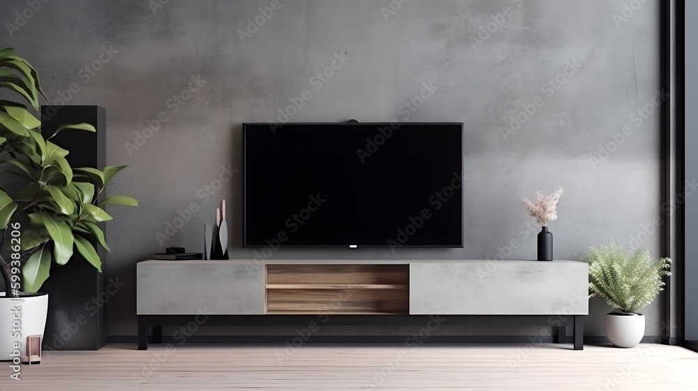 Minimalist Interior of modern living room 3D rendering, generative ai Minimalist Interior of modern living room 3D rendering, generative ai