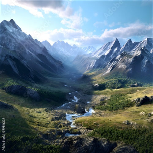landscape mountain range  photorealistic  4k resolution  AI-generated. 