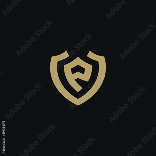 Fototapeta Naklejka Na Ścianę i Meble -  E letter shield vector logo design 