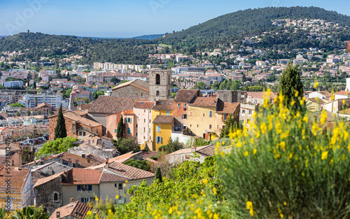 View to the old town and St. Paul church, Hyeres (Hyères), France
