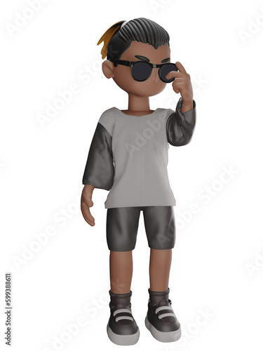 3d cartoon character with glasses