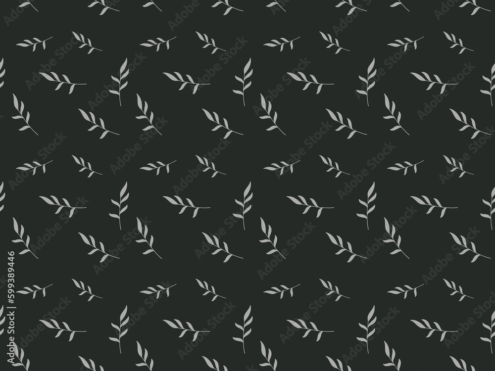 Fototapeta premium Leaves Seamless Repeatable Pattern on Dark Background