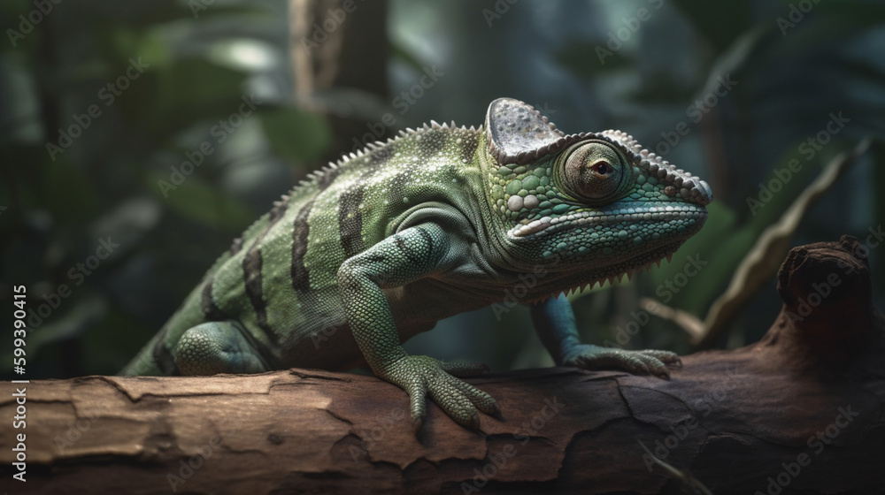 Bamboo-adjacent green chameleon Generative AI Bamboo-adjacent green chameleon Generative AI
