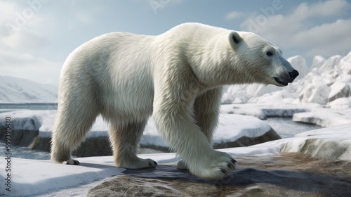 Beautifully adapted to life in the Arctic, the polar bear Generative AI