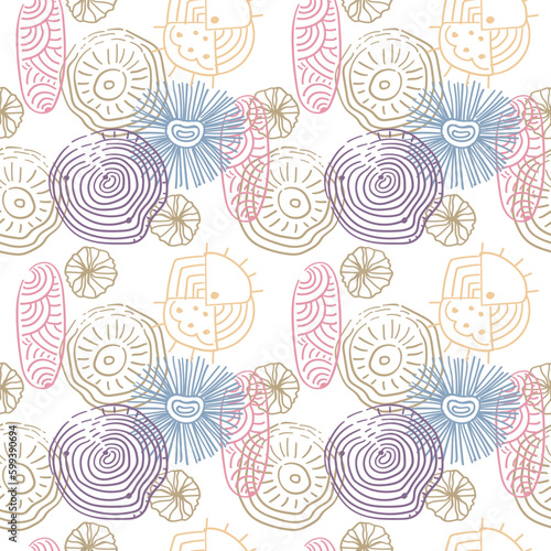 Large seamless pattern with hand-drawn colored doodles photo