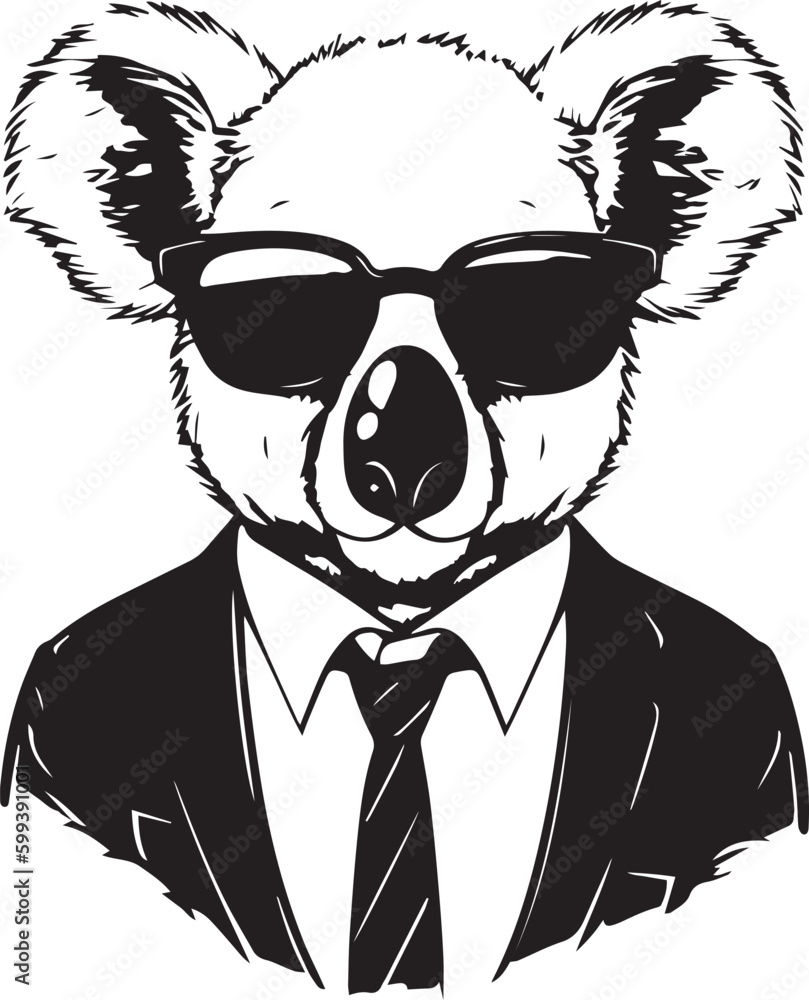 Koala in a business suit and sun glasses Vector Illustration, SVG Koala in a business suit and sun glasses Vector Illustration, SVG