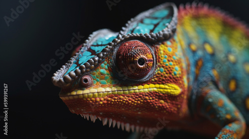 Closeup of a rainbow chameleon Generative AI