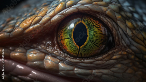 Exotic iguana eye in detail Generative AI