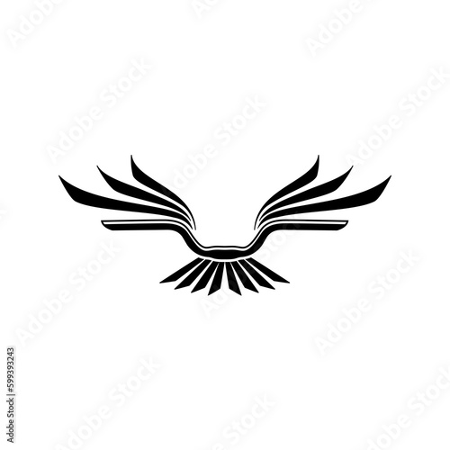 motorcycle handlebar and bird wings vector logo design