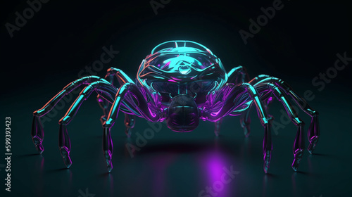 Neon spider with futuristic design Generative AI