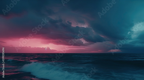 sunset over the sea. Generative Ai © Shades3d