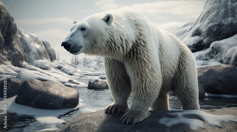 Wondrous creature of the frozen landscape, the polar bear Generative AI Wondrous creature of the frozen landscape, the polar bear Generative AI
