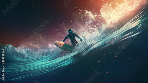 surfing in the wave abstract background. Generative Ai