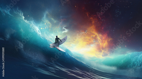 surfing in the wave abstract background. Generative Ai