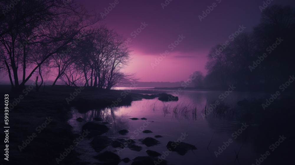 sunrise over the river. Generative Ai sunrise over the river. Generative Ai