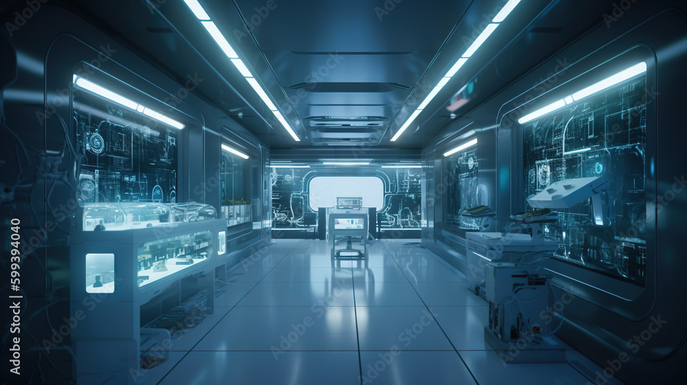 science finction interior. Generative Ai science finction interior. Generative Ai