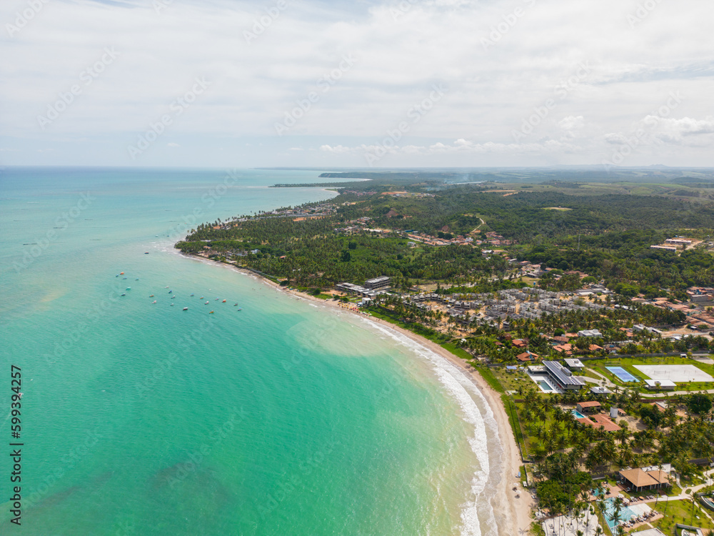 Aerial photo of São Miguel dos Milagres beach in the city of Alagoas, Brazil
