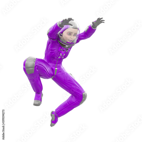 astronaut girl is falling down