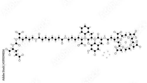 177lu-pnt2002 molecule, structural chemical formula, ball-and-stick model, isolated image lutetium (177lu) zadavotide guraxetan