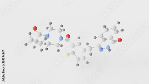 olaparib molecule 3d, molecular structure, ball and stick model, structural chemical formula lynparza