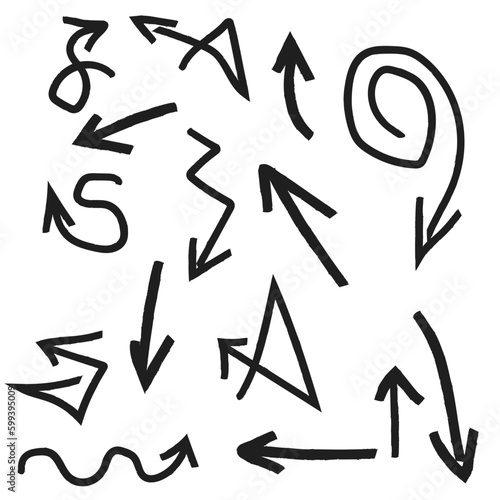 hand drawn arrows set illustration vector white background