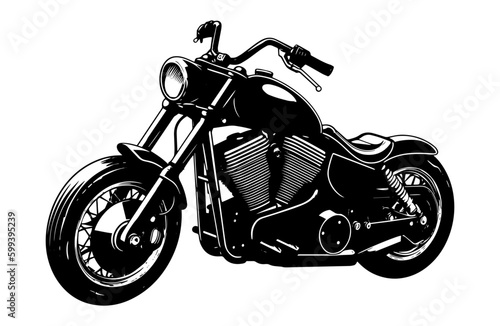 Harley motorcycle isolated on white	 photo