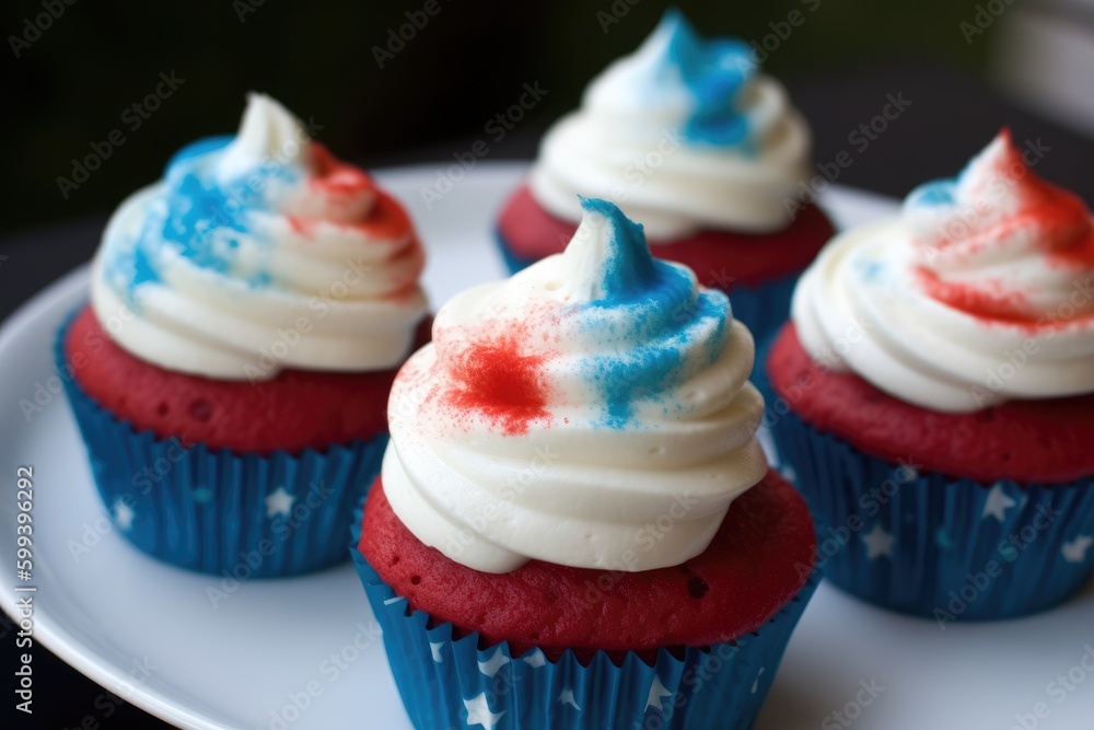 American Patriotic cupcakes with icing