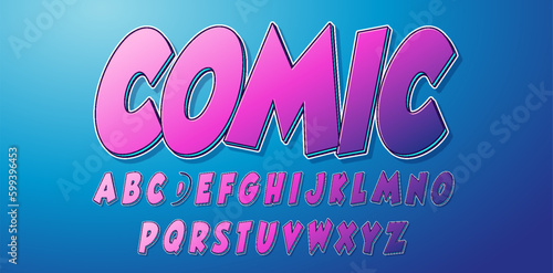Colorful stylized font and alphabet